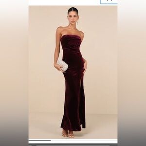 Lulu’s - Perfectly Captivating Plum Purple Velvet Strapless Maxi Dress
